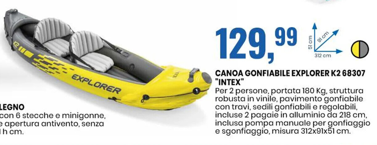 Eurospin CANOA GONFIABILE EXPLORER K2 68307 "INTEX" offerta