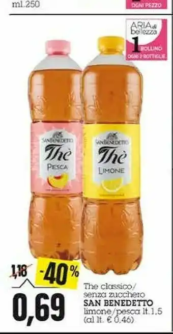Emi Supermercati San Benedetto The Classico / Senza Zucchero Limone / Pesca offerta