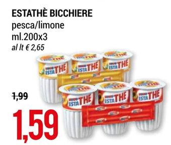 ESTATHÈ BICCHIERE pesca/limone ml.200x3