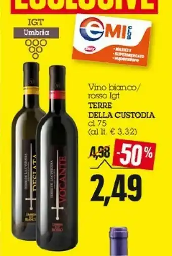 Emi Supermercati Terre Della Custodia Vino Bianco/ Rosso Igt offerta