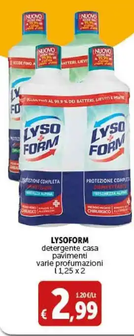 LYSOFORM detergente casa pavimenti varie profumazioni [1,25 x 2