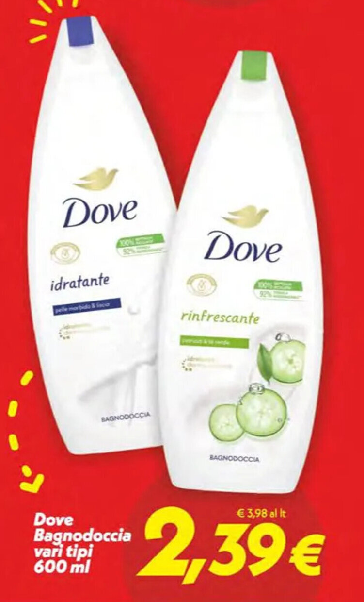 Iper Super Conveniente Dove Bagnodoccia vari tipi 600 ml offerta