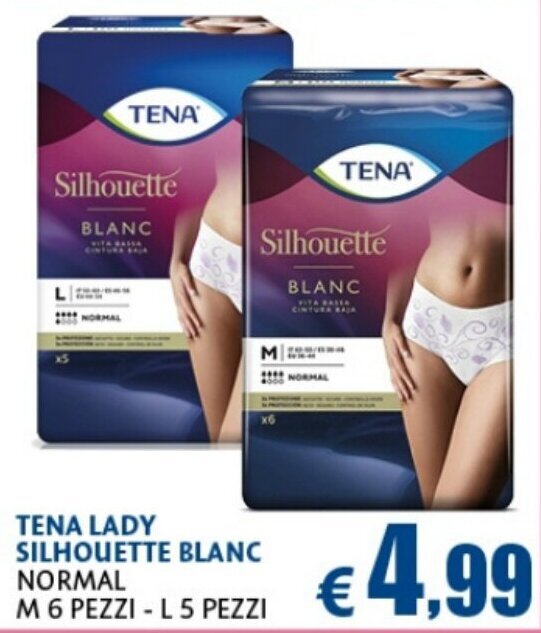 Casa & Co TENA LADY SILHOUETTE BLANC NORMAL M 6 PEZZI - L 5 PEZZI offerta