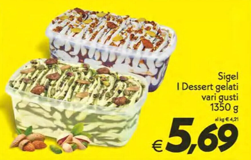 Iper Super Conveniente Sigel I I Dessert gelati vari gusti 1350 g offerta