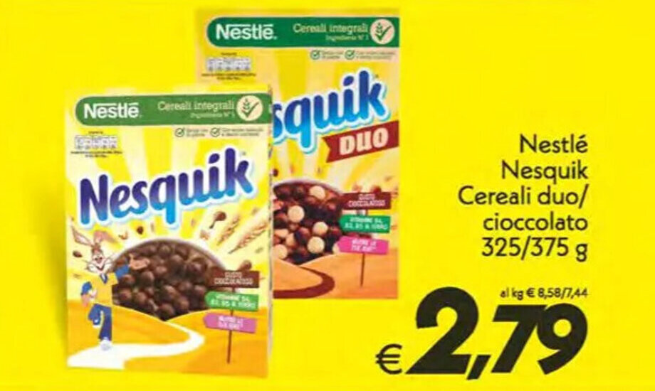 Iper Super Conveniente Nestlé Nesquik Cereali duo/ cioccolato 325/375 g offerta