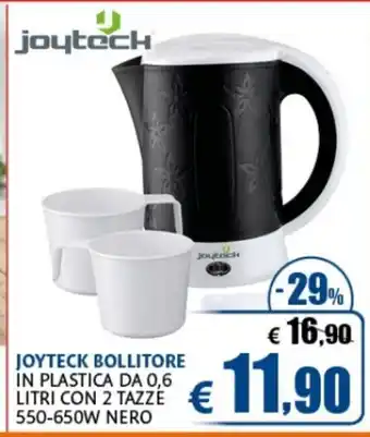 Casa & Co JOYTECK BOLLITORE IN PLASTICA DA 0,6 LITRI CON 2 TAZZE 550-650W NERO offerta