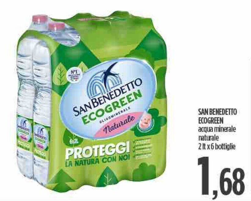 Ciro Amodio SAN BENEDETTO ECOGREEN acqua minerale naturale 2 It x6 bottiglie offerta