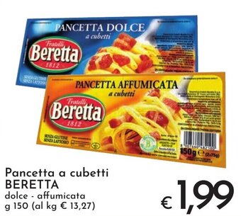 Pancetta a cubetti BERETTA dolce affumicata g 150