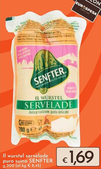 Il wurstel servelade puro suino SENFTER g 200