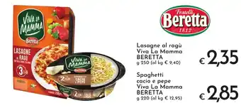 Eurospesa Lasagne al ragù Viva La Mamma BERETTA g 250 offerta