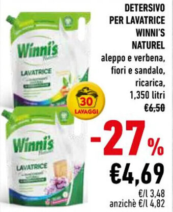 Conad DETERSIVO PER LAVATRICE WINNI'S NATUREL 1,350 litri offerta