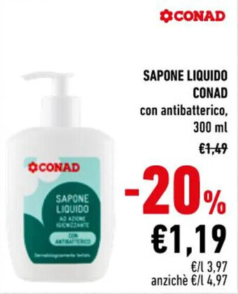 Conad SAPONE LIQUIDO CONAD con antibatterico, 300 ml offerta