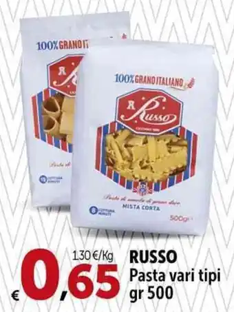 Carrefour Market RUSSO Pasta vari tipi gr500 offerta
