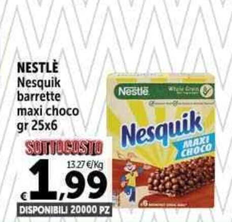 Carrefour Market NESTLÈ Nesquik barrette maxi choco gr 25x6 offerta