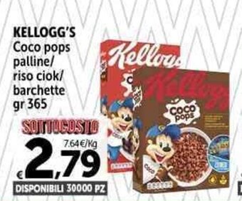 Carrefour Market KELLOGG'S Coco pops palline/ riso ciok/ barchette gr 365 offerta