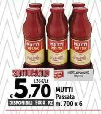Carrefour Market MUTTI Passata ml 700 x 6 offerta