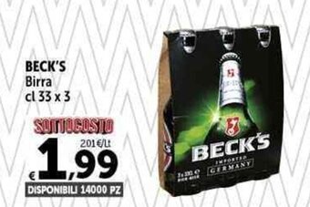 Carrefour Market BECK'S Birra cl 33 x 3 offerta