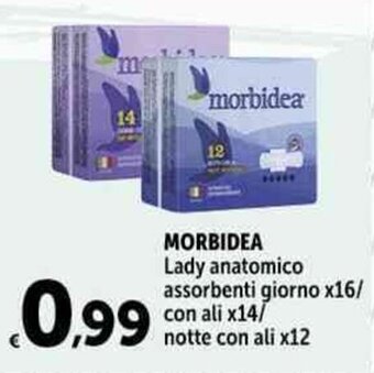 MORBIDEA Lady anatomico assorbenti giorno x16/ con ali x14/ notte con ali x12