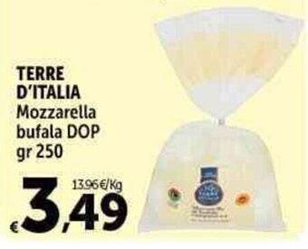 Carrefour Market TERRE D'ITALIA Mozzarella bufala DOP gr 250 offerta