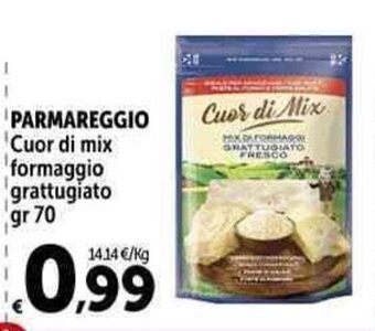 Carrefour Market PARMAREGGIO Cuor di mix formaggio grattugiato gr 70 offerta