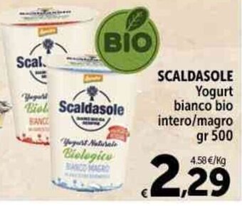 SCALDASOLE Yogurt bianco bio intero/magro gr 500