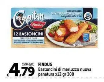 Carrefour Market FINDUS Bastoncini di merluzzo nuova panatura x12 gr 300 offerta