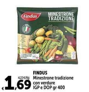 Carrefour Market FINDUS Minestrone tradizione con verdure IGP e DOP gr 400 offerta