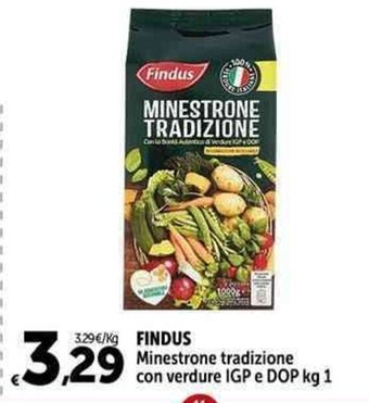 Carrefour Market FINDUS Minestrone tradizione con verdure IGP e DOP kg 1 offerta
