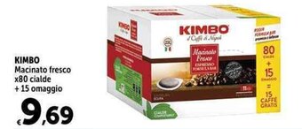 Carrefour Market KIMBO Macinato fresco x80 cialde + 15 omaggio offerta