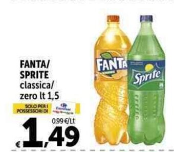 Carrefour Market FANTA/ SPRITE classica/ zero lt 1,5 offerta