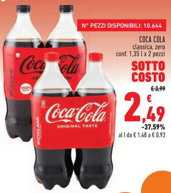 Conad COCA COLA classica, zero conf. 1,35 l x 2 pezzi offerta