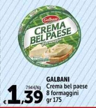 Carrefour Market GALBANI Crema bel paese 8 formaggini gr 175 offerta