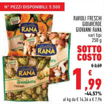 Conad RAVIOLI FRESCHI GIOIAVERDE GIOVANNI RANA vari tipi 250 g offerta