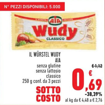 Conad IL WÜRSTEL WUDY AIA 250 g offerta