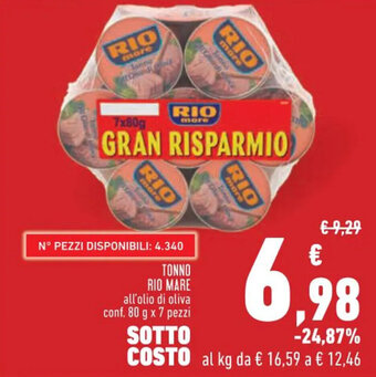 Conad TONNO RIO MARE all'olio di oliva conf. 80 g x 7 pezzi offerta