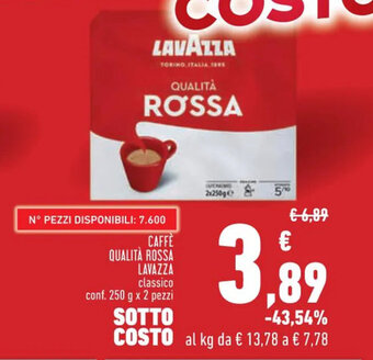 Conad CAFFÈ QUALITÀ ROSSA LAVAZZA 250 g offerta