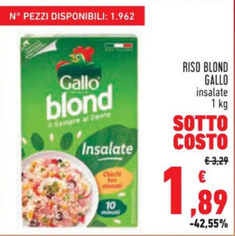Conad RISO BLOND GALLO insalate 1 kg offerta