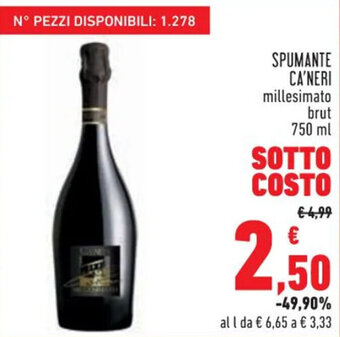 Conad SPUMANTE CA'NERI millesimato brut 750 ml offerta