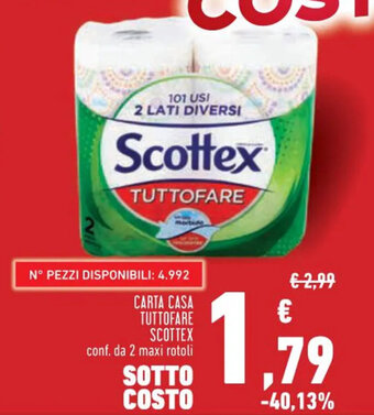 Conad CARTA CASA TUTTOFARE SCOTTEX conf. da 2 maxi rotoli offerta
