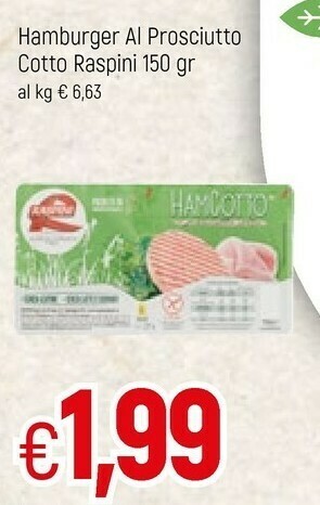 Famila Raspini Hamburger Al Prosciutto Cotto offerta
