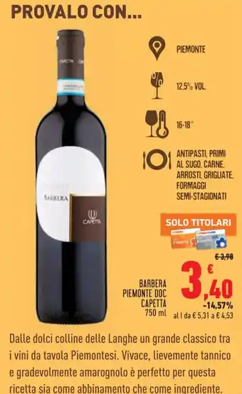 BARBERA PIEMONTE DOC CAPETTA 750 ml