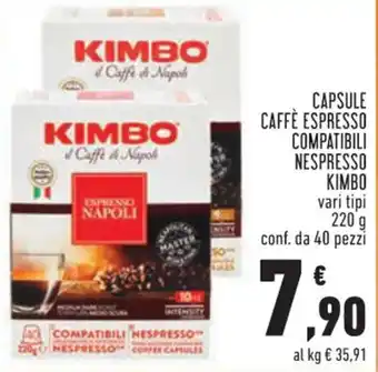 Conad CAPSULE CAFFÈ ESPRESSO COMPATIBILI NESPRESSO KIMBO vari tipi 220 g offerta