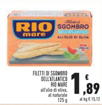 Conad FILETTI DI SGOMBRO DELL'ATLANTICO RIO MARE 125 g offerta