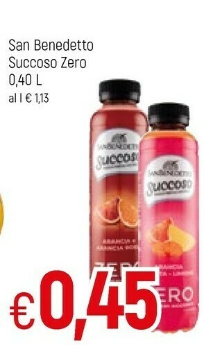 Famila San Benedetto Succoso Frutti Rossi Uva Rossa, Lampone, Fragola, Sambuco Zero 400 G(ml) offerta