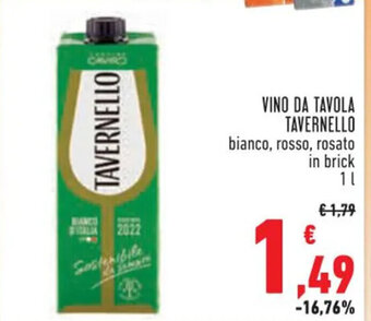 Conad VINO DA TAVOLA TAVERNELLO 1 l offerta