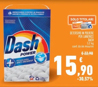 Conad DETERSIVO IN POLVERE PER LAVATRICE DASH 3,2 kg offerta