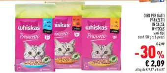 CIBO PER GATTI PRANZETTI IN SALSA WHISKAS 50 g x 6 pezzi