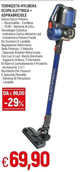 Famila Termozeta Mylibera Scopa Elettrica + Aspirabriciole offerta
