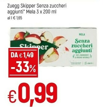 Famila Zuegg Skipper Senza Zuccheri Aggiunti Mela offerta