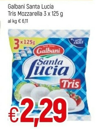 Famila Galbani Santa Lucia Tris Mozzarella 375 G(ml) offerta